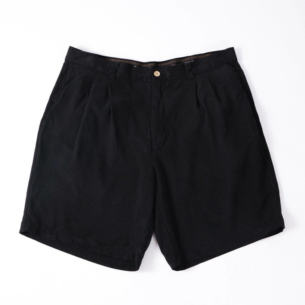 Tommy Bahama Golf Shorts Mens Size 35 100% Silk Black Pleated Chino